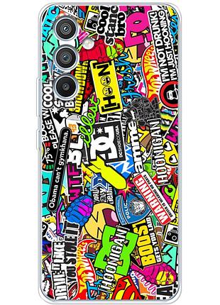 Чехол силиконовый с картинкой на samsung galaxy a54 5g (a546) (цветные наклейки)
