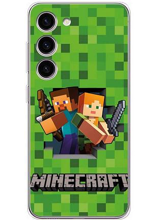 Чехол силиконовый с картинкой на samsung galaxy s23 (s911) (майнкрафт, minecraft)