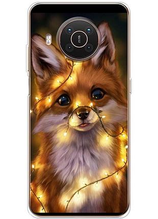 Чохол силіконовий з картинкою на nokia x10 (новорічний, лисичка)