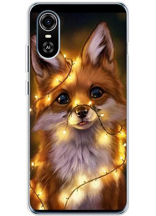Чехол силиконовый с картинкой на zte blade a31 plus (новогодний, лисичка)