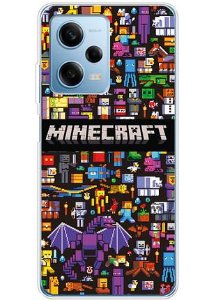 Чехол силиконовый с картинкой на xiaomi redmi note 12 pro plus 5g (майнкрафт, minecraft)