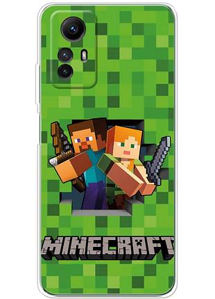 Чехол силиконовый с картинкой на xiaomi redmi note 12s (майнкрафт, minecraft)