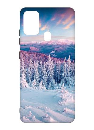 Чехол с черными боками на samsung galaxy m30s/m21 :: зимние горы (принт 163)