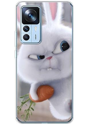 Чехол силиконовый с картинкой на xiaomi 12t pro (кролик снежок)