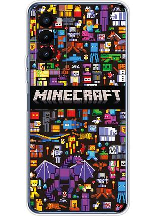 Чохол силіконовий з картинкою на tecno camon 18p (майнкрафт, minecraft)