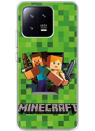 Чехол силиконовый с картинкой на xiaomi 13 (майнкрафт, minecraft)