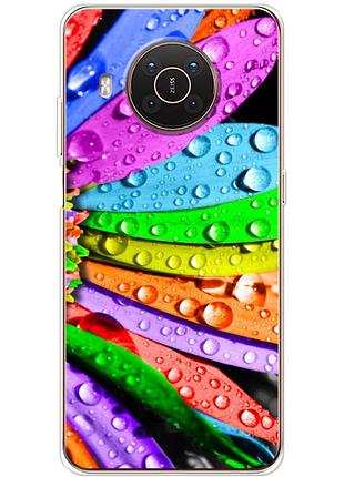 Чехол силиконовый с картинкой на nokia x10 (цветные листья)