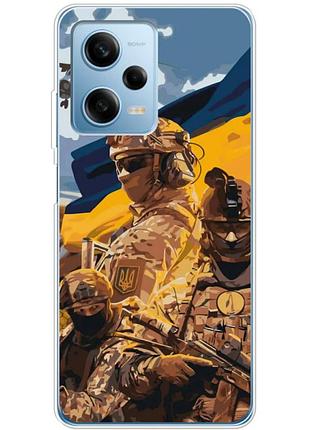 Чехол силиконовый с картинкой на xiaomi redmi note 12 pro 5g (патриотический, воины всу)