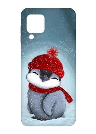 Чехол с розовыми боками на samsung galaxy m32/a22/m22 4g :: пингвинёнок в шапочке (принт 157)