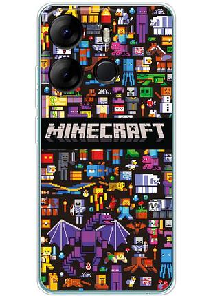 Чохол силіконовий з картинкою на tecno spark go 2023 (майнкрафт, minecraft)