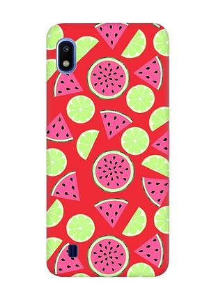 Матовий чохол з червоними боками на samsung galaxy a10 (2019) a105 :: кавуни и лайм (принт 345)