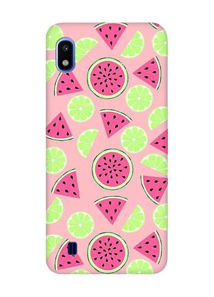 Матовий чохол з рожевими боками на samsung galaxy a10 (2019) a105 :: кавуни и лайм (принт 345)