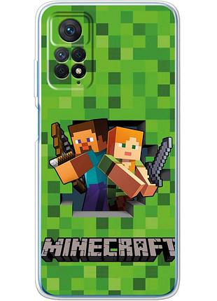 Чехол силиконовый с картинкой на xiaomi redmi note 11e pro (майнкрафт, minecraft)
