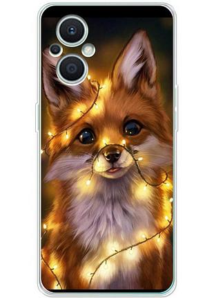 Чехол силиконовый с картинкой на oppo reno 7 lite 5g (новогодний, лисичка)