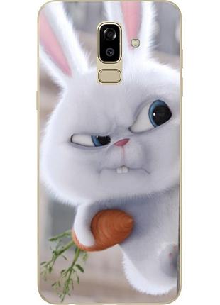 Чехол силиконовый с картинкой на samsung galaxy j8 2018 (j810) (кролик снежок)