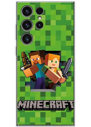 Чехол силиконовый с картинкой на samsung galaxy s23 ultra (s918) (майнкрафт, minecraft)