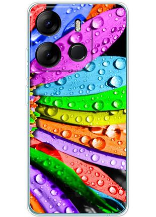 Чехол силиконовый с картинкой на tecno spark go 2023 (цветные листья)