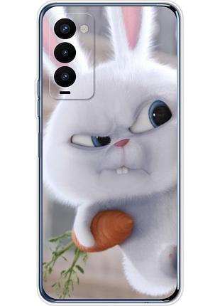 Чехол силиконовый с картинкой на tecno camon 18p (кролик снежок)