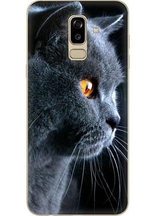 Чехол силиконовый с картинкой на samsung galaxy j8 2018 (j810) (британский кот)