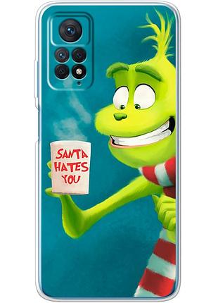 Чехол силиконовый с картинкой на xiaomi redmi note 12 pro 4g (новогодний, гринч)