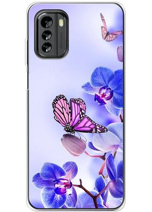 Чехол силиконовый с картинкой на nokia g60 (цветок, бабочка на орхидее)
