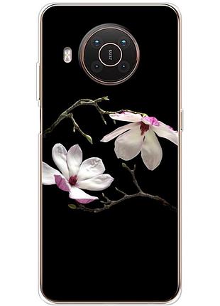 Чохол силіконовий з картинкою на nokia x10 (квітка, манголія)