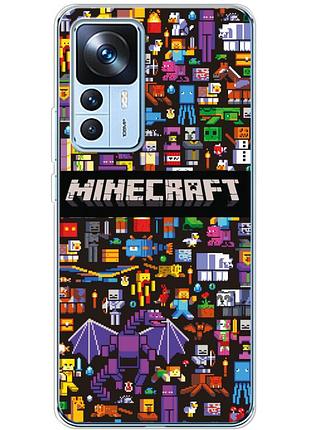 Чохол силіконовий з картинкою на xiaomi 12t pro (майнкрафт, minecraft)
