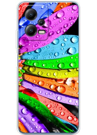 Чехол силиконовый с картинкой на xiaomi poco x5 5g (цветные листья)