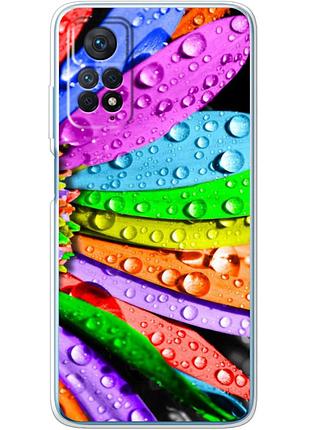 Чехол силиконовый с картинкой на xiaomi redmi note 12 pro 4g (цветные листья)