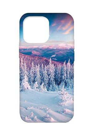 Чохол з бірюзовими боками на apple iphone 13 pro :: зимові гори (принт 163)