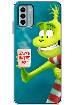 Чехол силиконовый с картинкой на nokia g22 (новогодний, гринч)