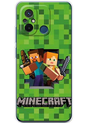 Чехол силиконовый с картинкой на xiaomi redmi 12c (майнкрафт, minecraft)