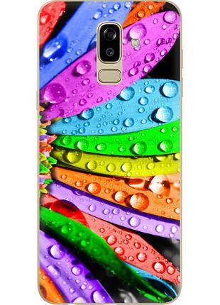 Чехол силиконовый с картинкой на samsung galaxy j8 2018 (j810) (цветные листья)