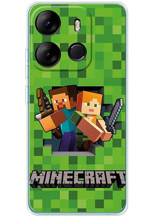 Чехол силиконовый с картинкой на tecno spark go 2023 (майнкрафт, minecraft)