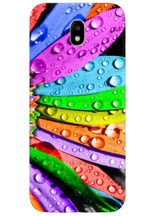 Чехол силиконовый с картинкой на samsung galaxy j7 2017 (j730) (цветные листья)