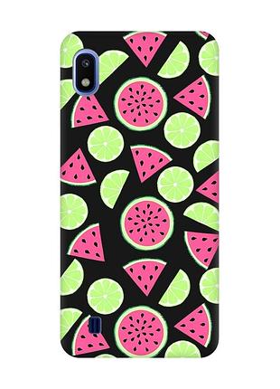 Матовий чохол з чорними боками на samsung galaxy a10 (2019) a105 :: кавуни и лайм (принт 345)