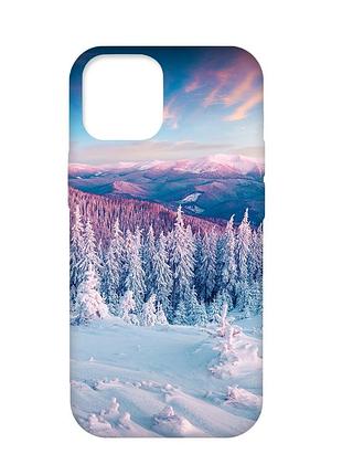 Чехол с бирюзовыми боками на iphone 12 pro max :: зимние горы (принт 163)