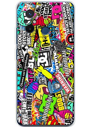 Чехол силиконовый с картинкой на xiaomi redmi 12c (цветные наклейки)