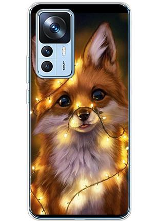 Чохол силіконовий з картинкою на xiaomi 12t pro (новорічний, лисичка)