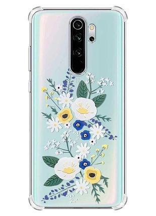 Чохол з потовщеними кутами на xiaomi redmi note 8 pro :: квіти. акварель (принт 271)