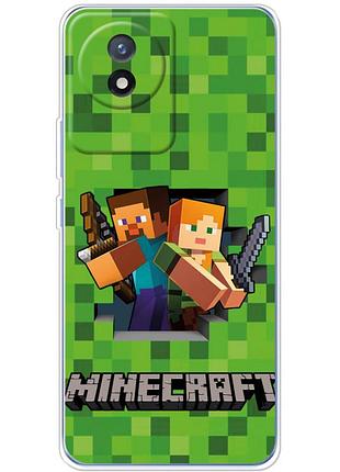 Чехол силиконовый с картинкой на vivo y02 (майнкрафт, minecraft)