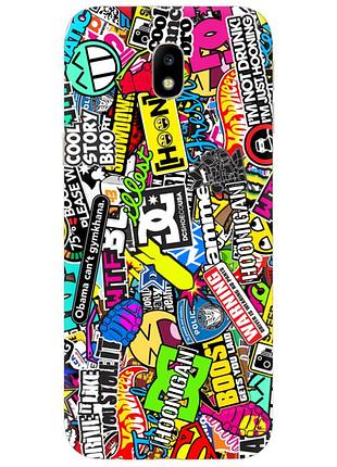 Чехол силиконовый с картинкой на samsung galaxy j7 2017 (j730) (цветные наклейки)
