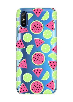 Прозорий чохол на xiaomi redmi 9a :: кавуни и лайм (принт 345)