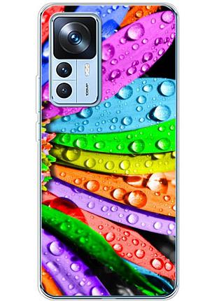 Чехол силиконовый с картинкой на xiaomi 12t (цветные листья)