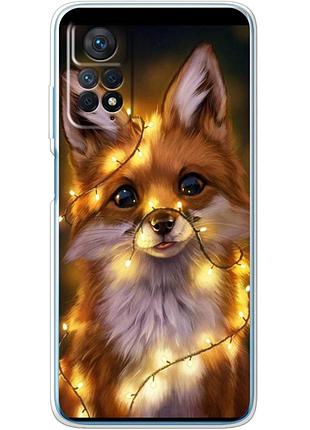 Чохол силіконовий з картинкою на xiaomi redmi note 11e pro (новорічний, лисичка)