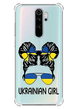 Чохол з потовщеними кутами на xiaomi redmi note 8 pro :: українська дівчина (патріотичний принт 113)