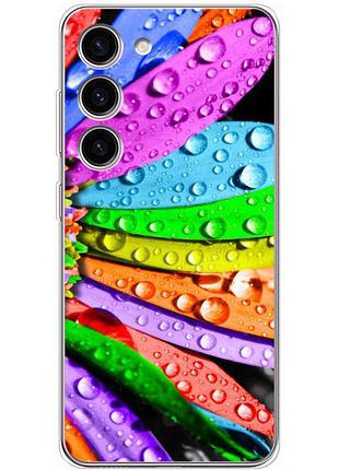 Чехол силиконовый с картинкой на samsung galaxy s23 (s911) (цветные листья)