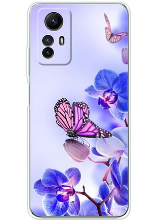 Чохол силіконовий з картинкою на xiaomi redmi note 12s (квітка, метелик на орхідеї)