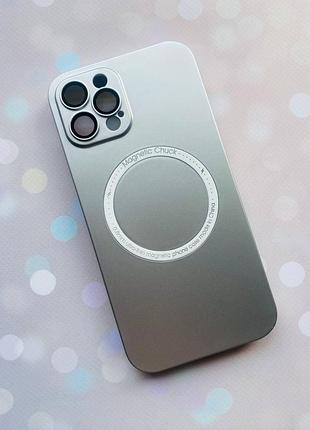 Ультратонкий чехол magsafe на iphone 12 pro с дополнительной защитой камер ::серебряный