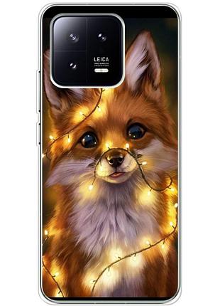 Чехол силиконовый с картинкой на xiaomi 13 (новогодний, лисичка)